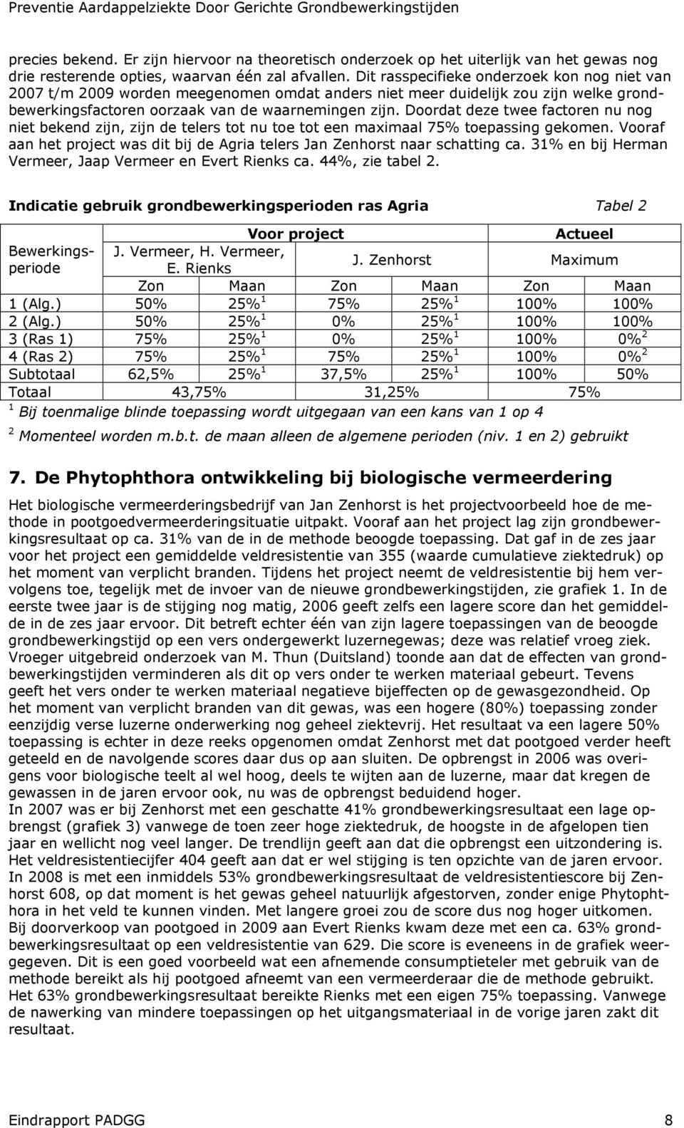 Doordat deze twee factoren nu nog niet bekend zijn, zijn de telers tot nu toe tot een maximaal 75% toepassing gekomen.