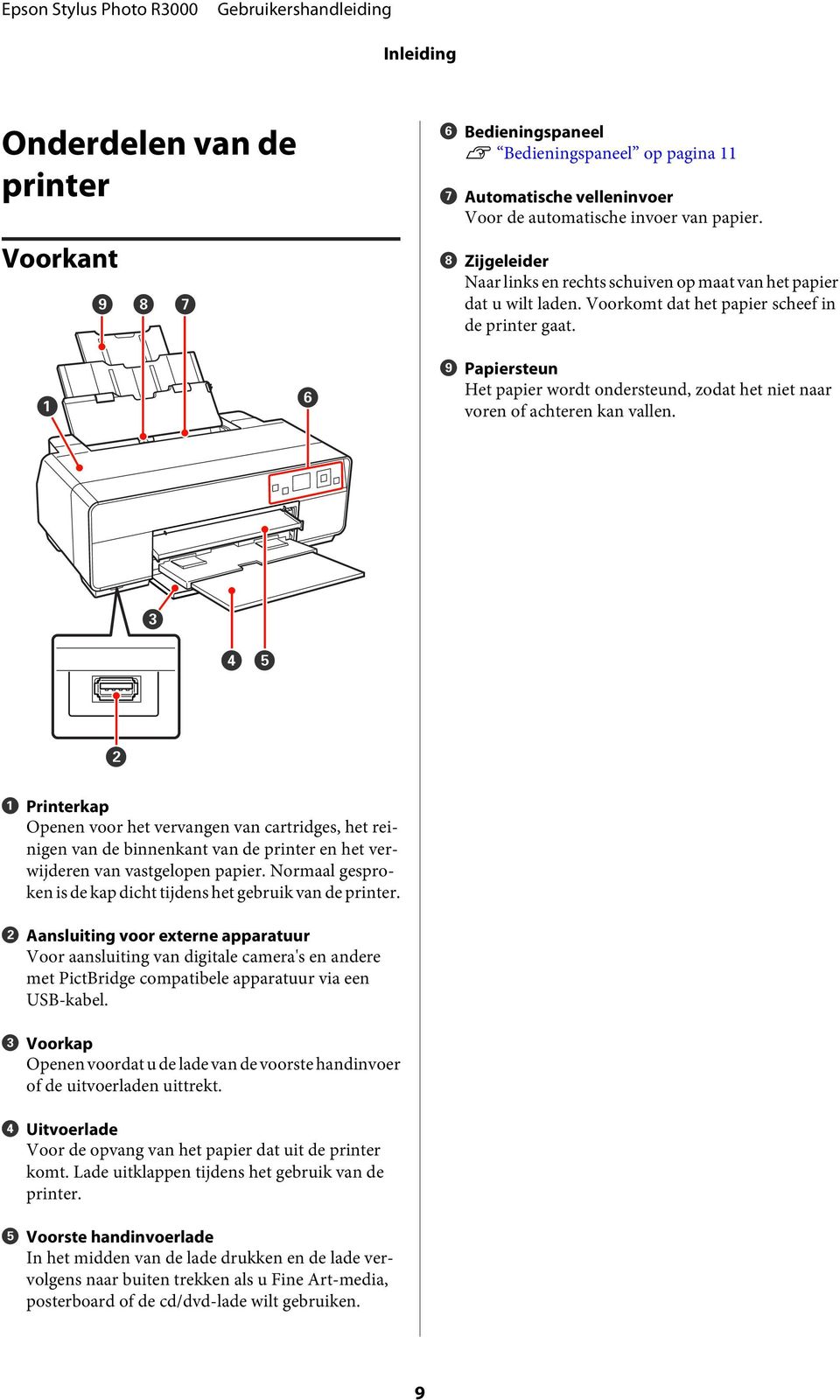 I Papiersteun Het papier wrdt ndersteund, zdat het niet naar vren f achteren kan vallen.