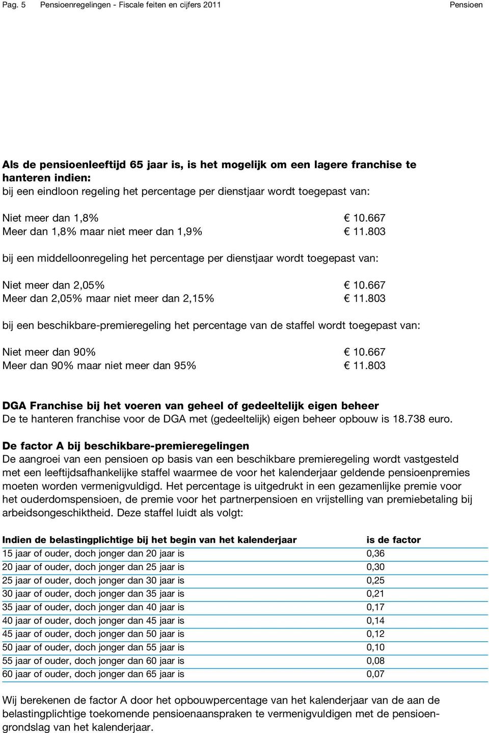 803 bij een middelloonregeling het percentage per dienstjaar wordt toegepast van: Niet meer dan 2,05% 10.667 Meer dan 2,05% maar niet meer dan 2,15% 11.