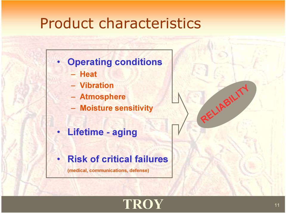 sensitivity Lifetime -aging RELIABILITY Risk