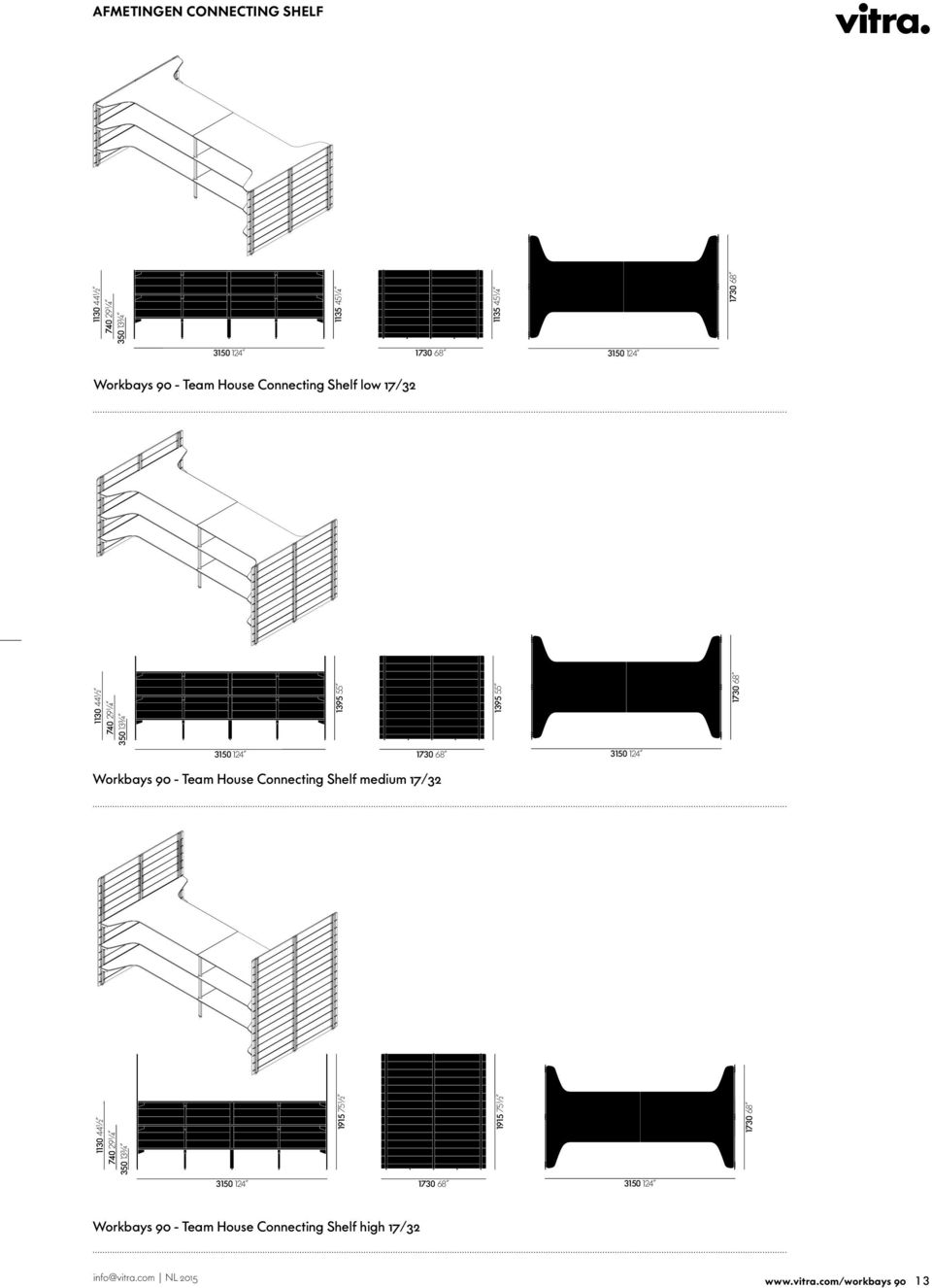 Team House Connecting Shelf medium 17/32 Workbays 90 - Team House