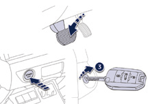 Hybridesysteem. Starten - afzetten van de motor Vóór het starten Starten van het HYbrid4-systeem - Zet de selectiehendel in de stand N.