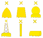 Ligging Boei Topteken Licht Nummering Ritme Kleur Laterale betonning stuurboord kant vaarwater alles behalve Fl(2+1) G oneven stuurboord kant voorkeurroute (d.w.z.