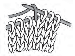 L BA D / BA VA D B Maille à l endroit Avec le fil derrière l ouvrage, piquer l aiguille droite au centre de la première maille de l aiguille gauche, en passant l aig. devant la maille.