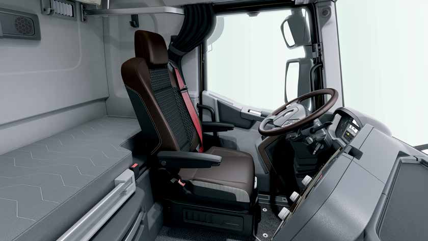renault trucks_ 24 25 renault trucks_ ERGONOMISCHE CHAUFFEURSPOSITIE Dankzij een groot verstelbereik van de stoel en het stuur geniet de chauffeur een ideale rijpositie.