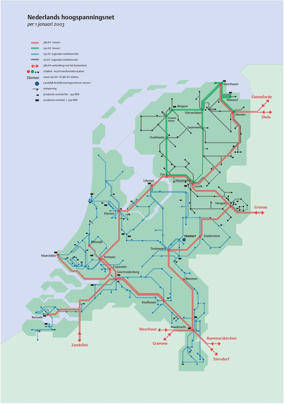 en/of transformatorstation naam 220 kv- of 380 kv-station Landelijk Bedrijfsvoeringscentrum TenneT netopening