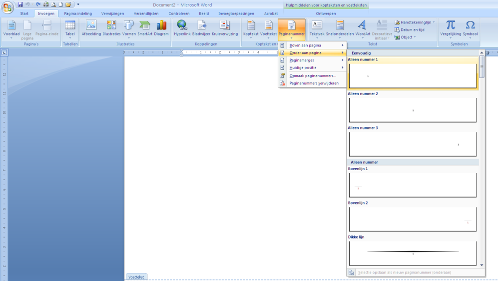 Ga met de cursor naar pagina 2 en ga naar Invoegen /