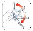 Normaal gebruik Volg deze instructies voor elke injectie 1 Gereedmaken van KwikPen A. B. C. D. Trek de pendop er recht af om deze te verwijderen. Draai de dop niet. Verwijder het penetiket niet.