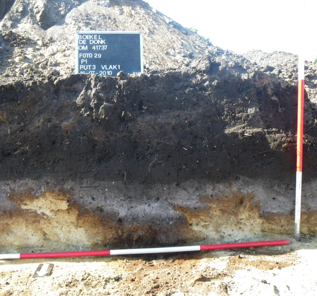 Ter hoogte van het profiel in vindplaats 2 is sprake van een volledig afgetopt profiel, waarbij de recente bouwvoor direct op grofzandige zeer grindige Pleistocene Maasafzettingen ligt.
