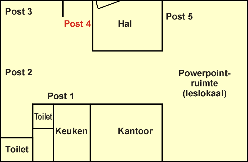 Algemeen Post 4 vindt u in het gebouw in de hoek rechts na binnenkomst (zie plattegrond).