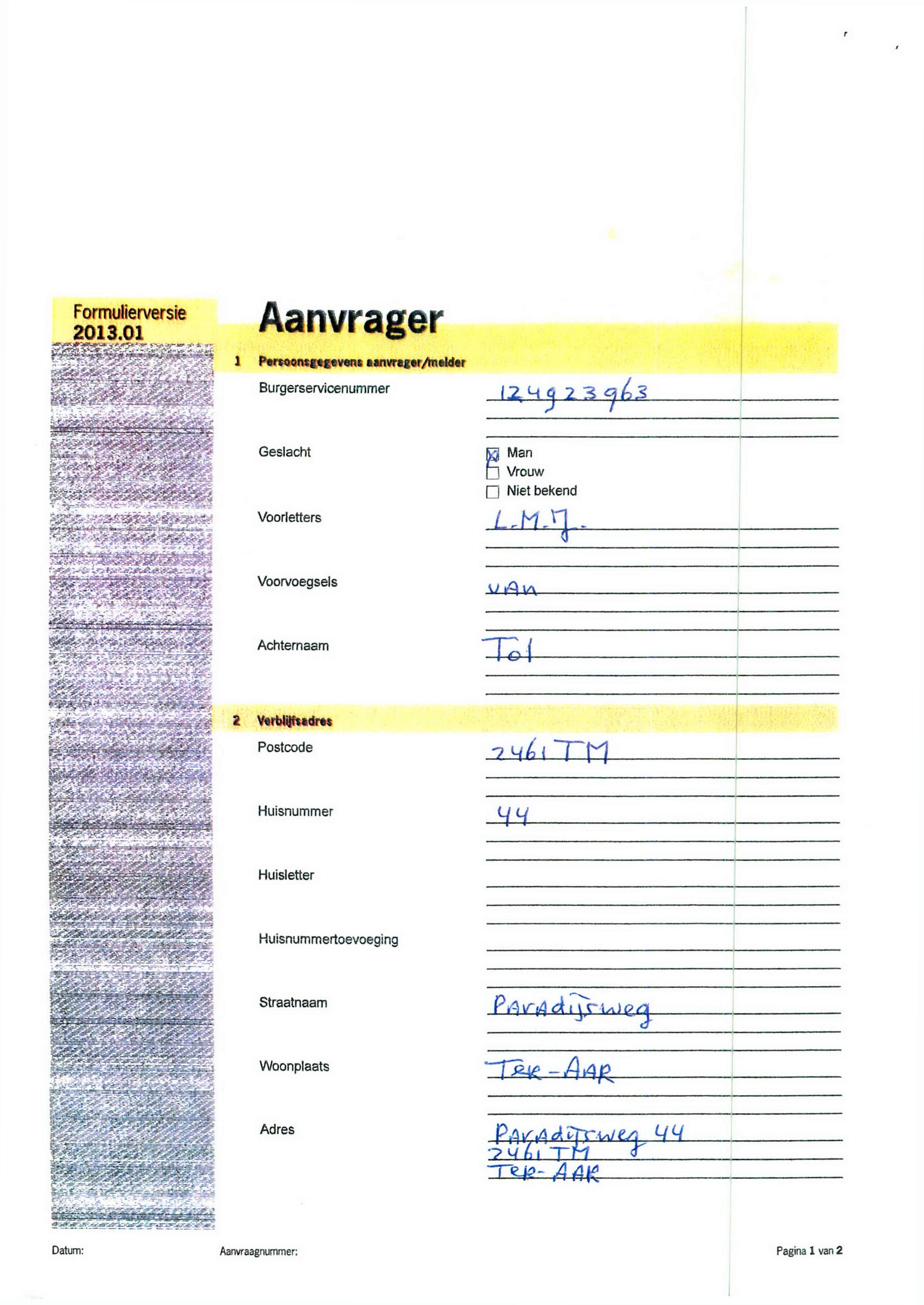 Aanvrager Formulierversie 2013.