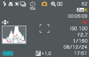 Inhoud van het beeldscherm Het beeldscherm maakt gebruik van verschillende indicators, iconen en waarden om u op de hoogte te houden van de status van de camera.