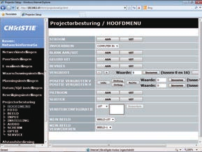 3. Webbesturing 3.1 Webregeling van projector (vervolg) 3.1.10 Projectorbesturing De projector kan worden bediend met behulp van de items op het scherm.