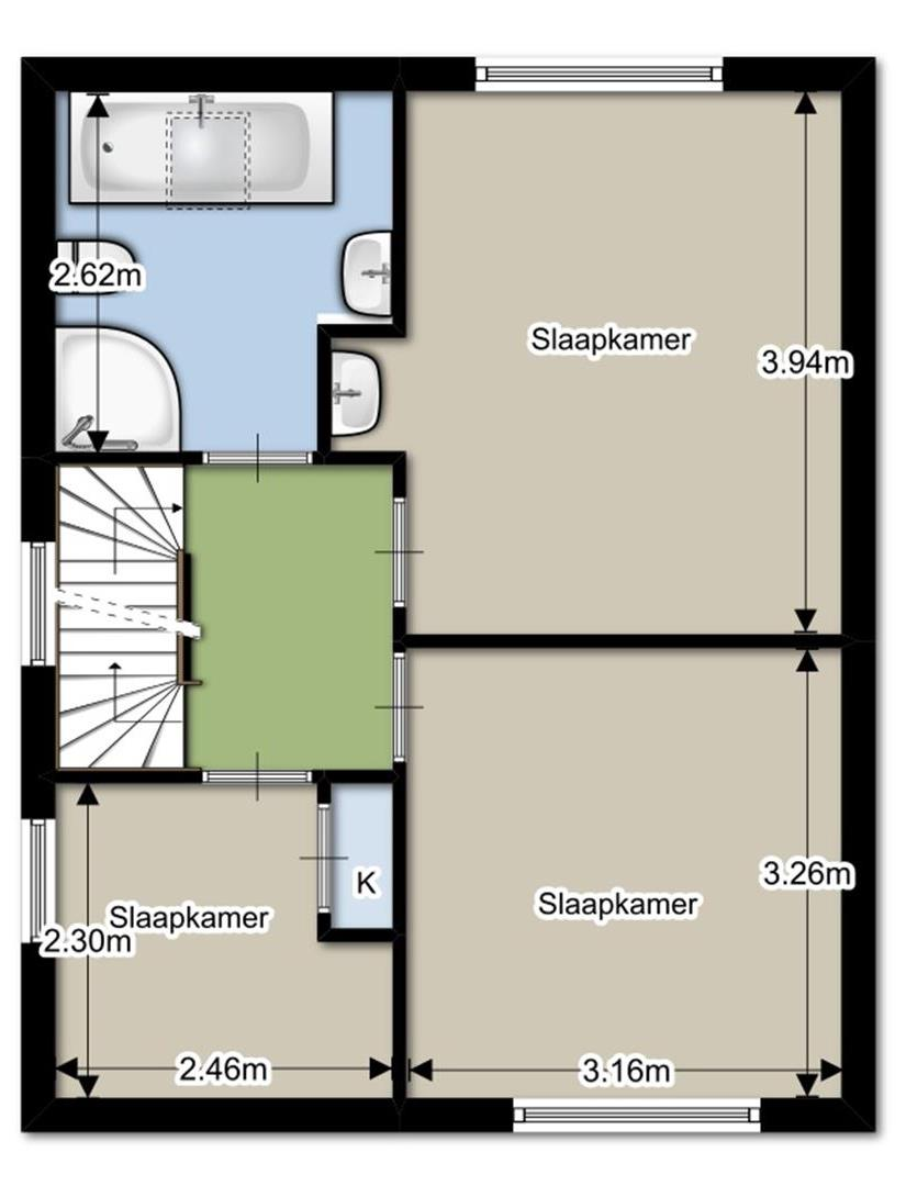 Plattegrond eerste verdieping De tekening is met de grootste zorg samengesteld, echter kan er geen recht aan ontleend worden.