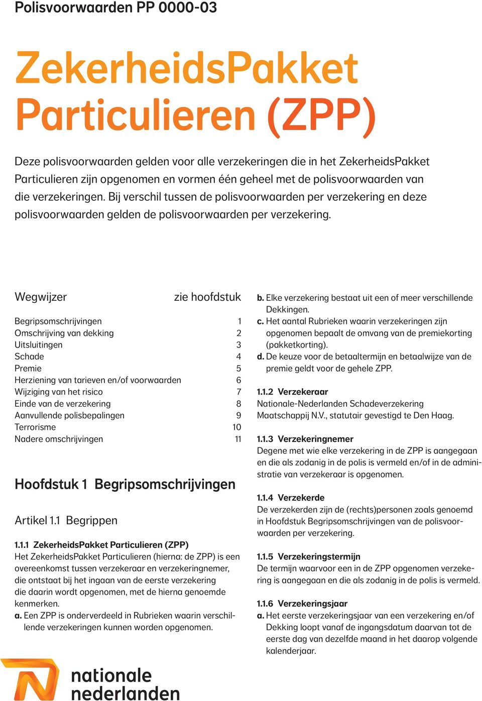 Wegwijzer Hoofdstuk 1 Begripsomschrijvingen Artikel 1.