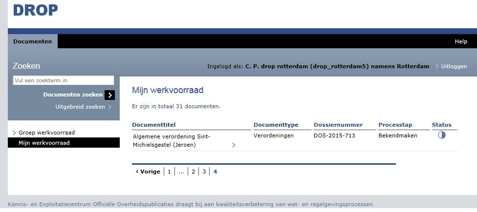 2. Inloggen De gebruiker start de applicatie door de internetbrowser te openen en vervolgens naar https://drop.overheid.nl/start/login te gaan.