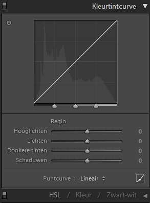 Een verdere gedetailleerde afwerking van de tool Standaard. Hier wordt ook weer het histogram beïnvloed.