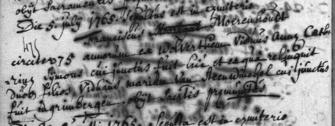 Generatie 5 Parochieregisters van Zemst. X. ANNA CATHARINA SYMONS, ged. 24 mei 1684 69, Zemst 29 november 1763, tr. (1) [Zemst 24 mei 1712] 70, ANDRIES JANSSENS, ged.