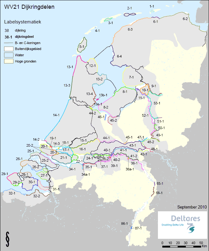 A De ligging van de dijkringdelen Figuur 1 Overzicht van onderscheiden dijkringdelen