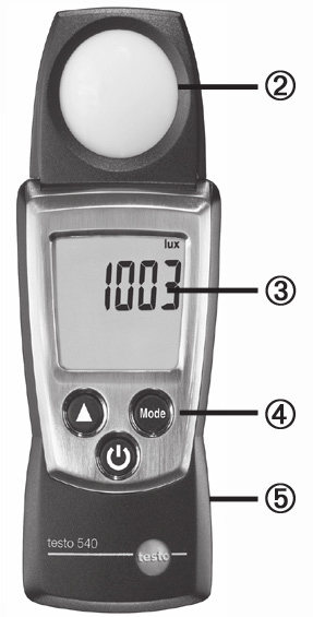 Korte handleiding testo 540 3 Korte handleiding testo 540 À Beschermkap Á Lichtsensor Â Display Ã Toetsen Ä Batterijvak (achterzijde) Basisinstellingen Instrument is uit > 2s ingedrukt houden > Met (