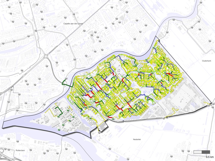 Kortste looproutes inwoners Krimpen naar Ov Halte Ov