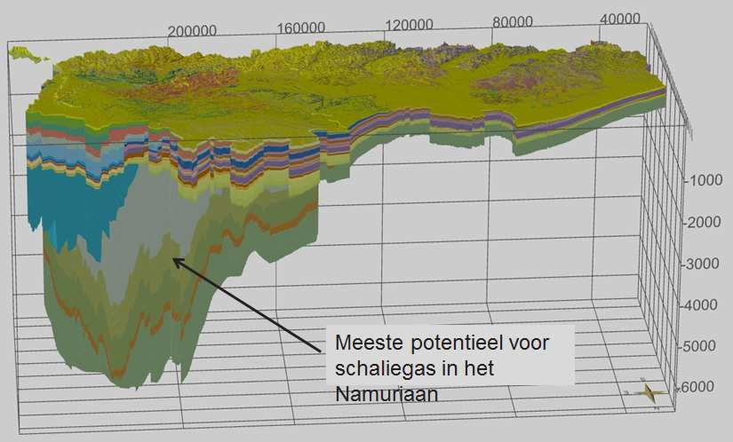 Geologie van Vlaanderen/Limburg Meeste potentieel voor schaliegas in het Namuriaan