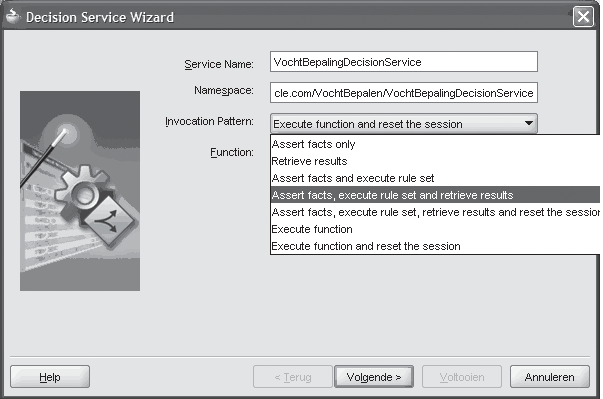 Figuur 5. De Decision verifiëert de facts, valideert de rule en geeft het resultaat terug. Rule Author Dit is een GUI waarmee de rules declaratief kunnen worden vastgelegd in de repository.