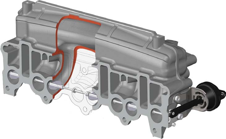 Tekeningen: Volkswagen erstuiver? De turbo is nu boven het uitlaatspruitstuk geplaatst, te zien is hier ook nog de gekoelde EGR leiding naar de inlaat.