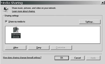 UPnP-toegang instellen op een Windows PC - vervolgd Druk op Shared media. De radio zal naar alle beschikbare UPnP-servers scannen.