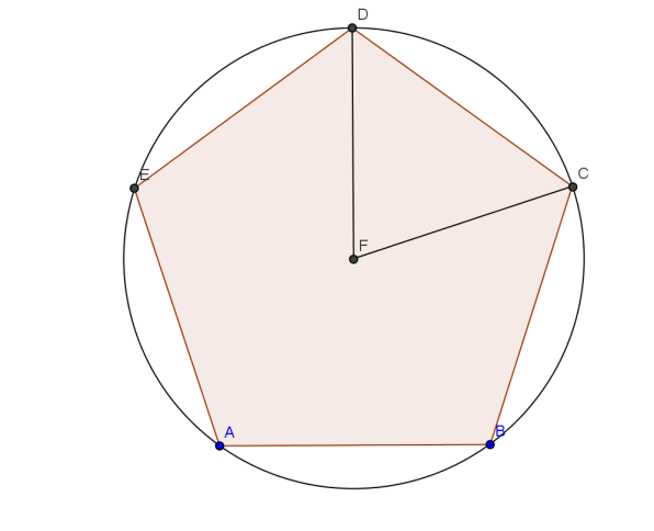Antwoor versie 4 Uitleg figuur : AB is een iagonaal van e vijfhoek. Nu moet ΔABG een gulen riehoek woren, zorg at BG = FG = FA via omcirkelen van FA.
