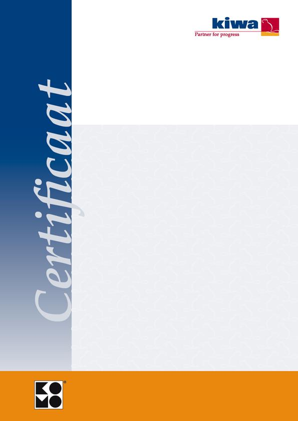 PRODUCTCERTIFICAAT KOMO productcertificaat Nummer K82666/01 Vervangt - Uitgegeven 2014-04-01 d.d. - Geldig tot Onbepaald Pagina 1 van 2 Drie-lagen buizen voor binnenriolering onder vrij verval - PP Pipelife Nederland B.