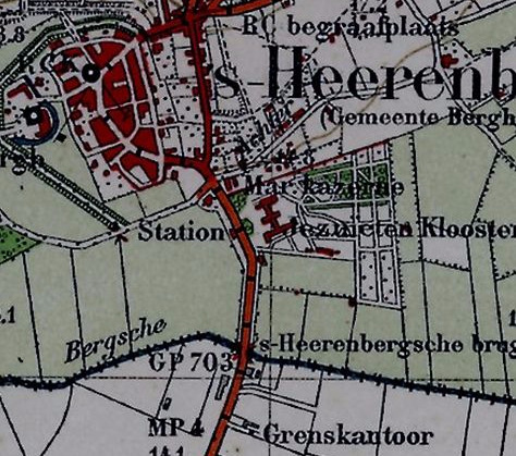 Figuur 5. Situering van het plangebied binnen de Militaire topografische kaart uit 1908 (Bonneblad) N s-heerenberg (gemeente Montferland) - Emmerikseweg (ong.