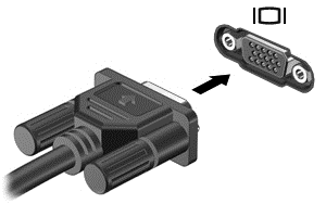 Ga als volgt te werk om een monitor of projector aan te sluiten: 1. Sluit de VGA-kabel van de monitor of projector zoals aangeduid aan op de VGA-poort of - adapter op de computer. 2.