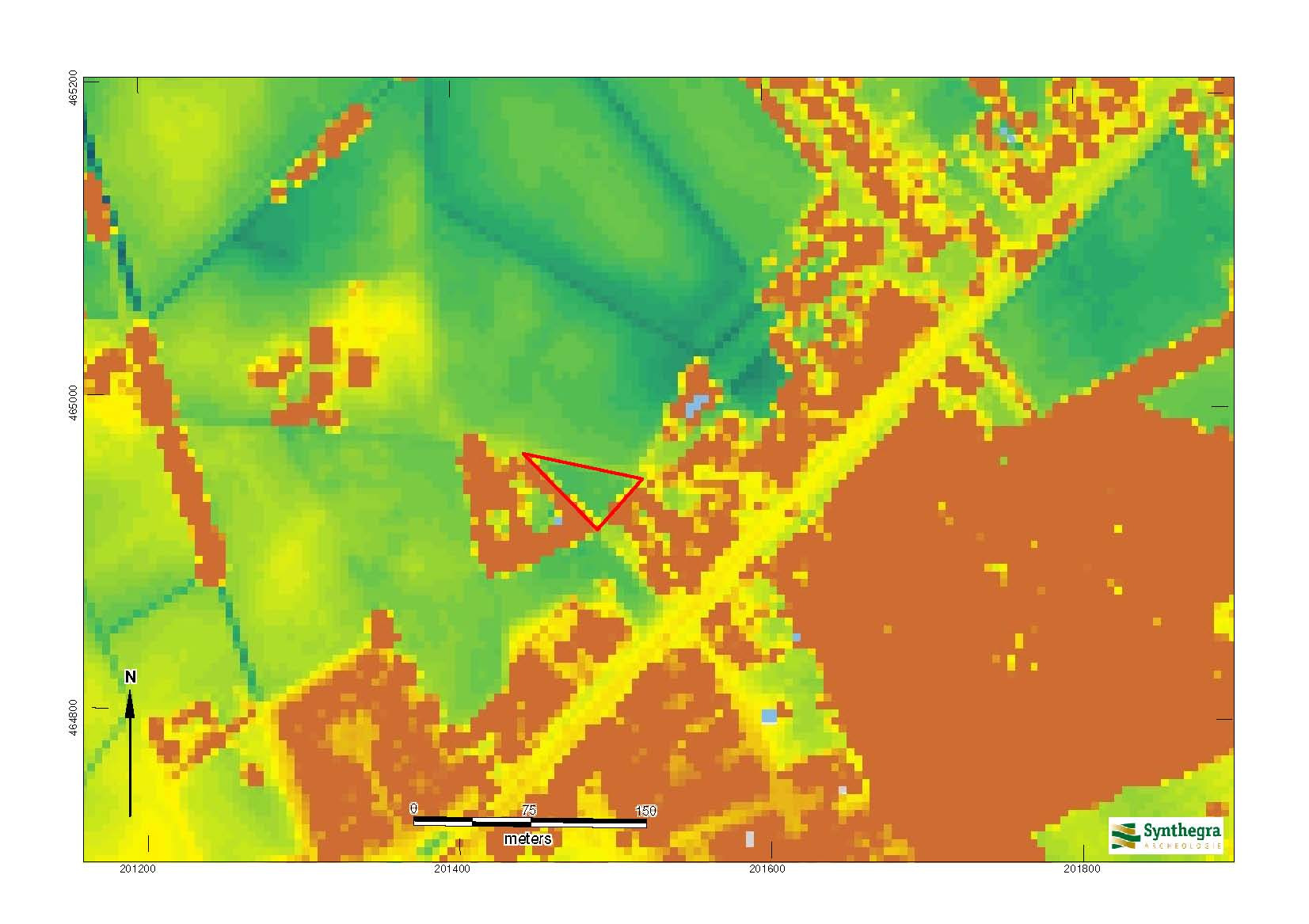 Afbeelding 2.2: Ligging van het plangebied op het Actueel Hoogtebestand van Nederland (AHN), aangegeven met het rode kader (Bron: www.ahn.nl). In het Holoceen (circa 11.