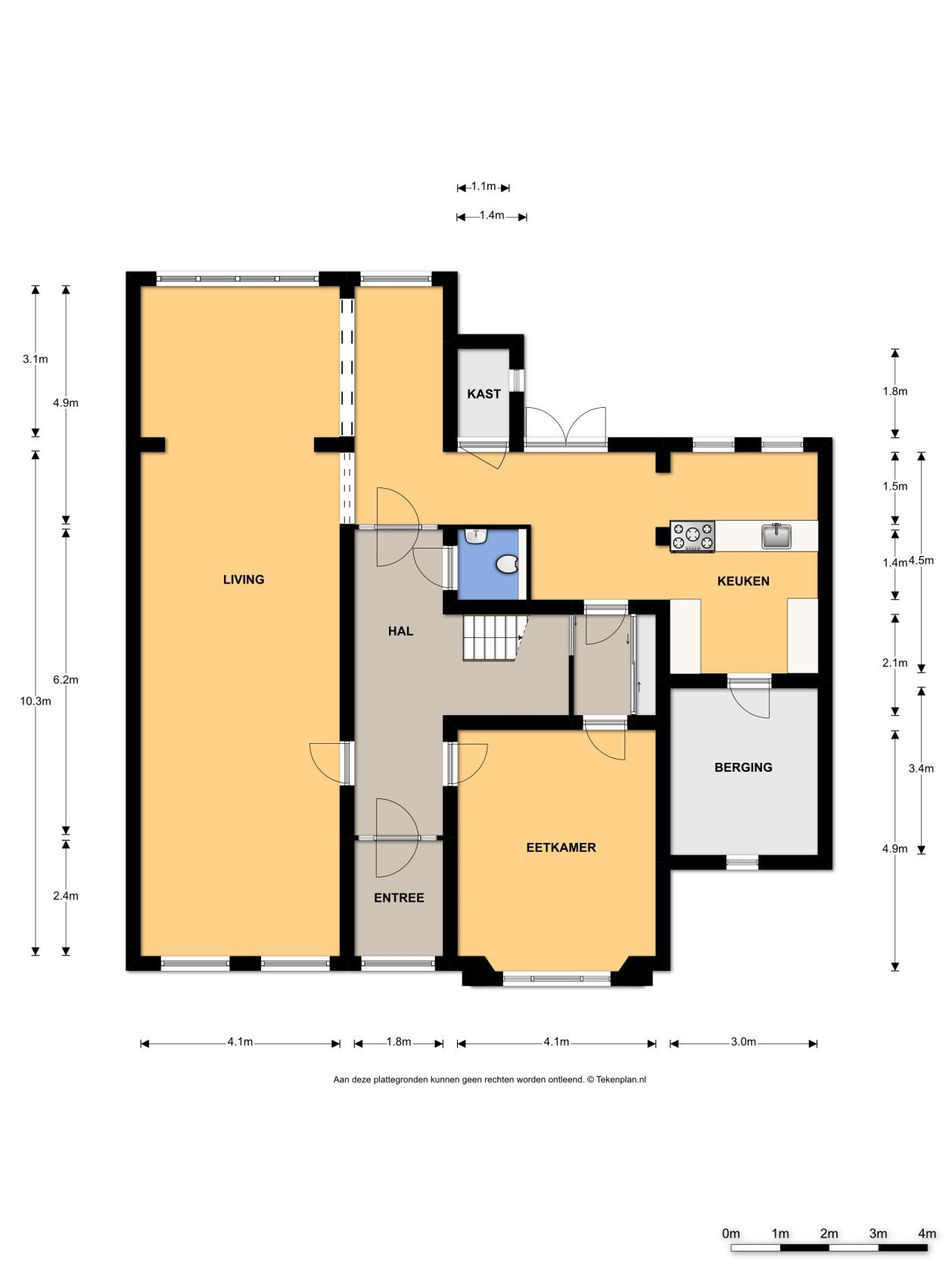 Plattegrond begane grond (niet op schaal) Alle plattegrondtekeningen zijn enkel bedoeld om een indruk te geven van de indeling van de