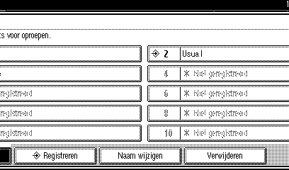 Scaninstellingen configureren/vastleggen C Druk op het nummer van het programma dat u wilt wissen. D Druk op [Ja]. Het programma is gewist en het display keert even later terug naar het beginscherm.