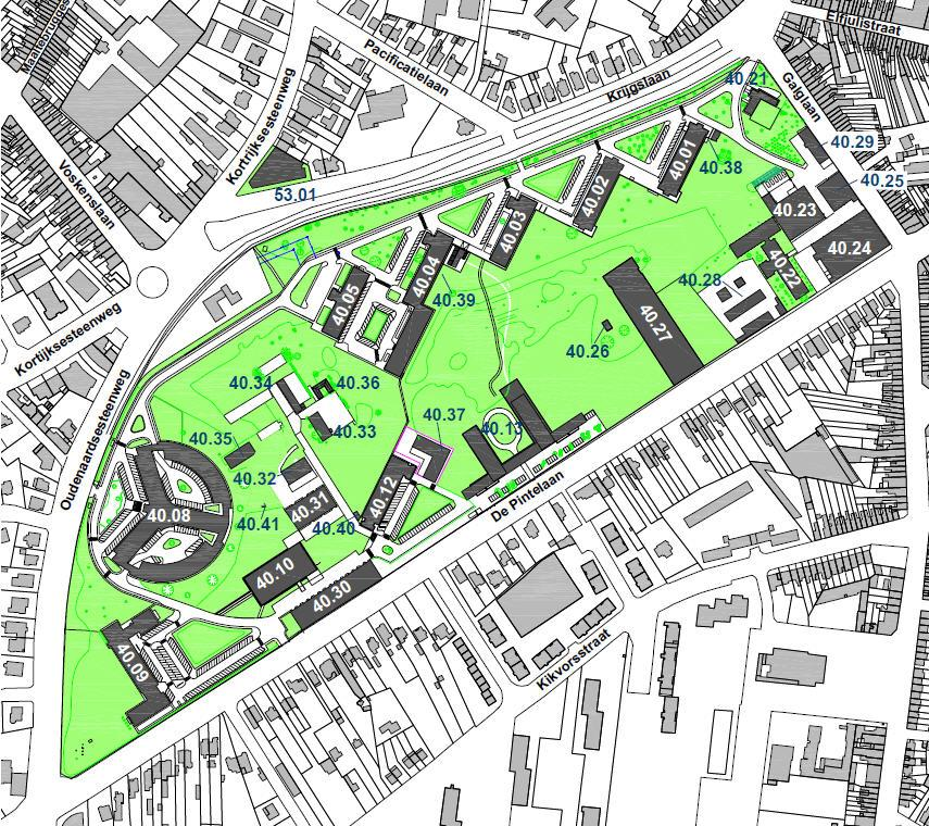 Campus Sterre, Complex Ledeganck, Kantienberg parking campus Sterre: theoretisch 300 pl vrij (weren van externen en studenten) toegang tot parking Sterre voor personeelsleden Ledeganck, én toegang