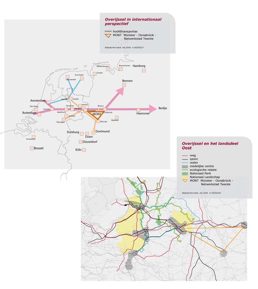 2.1 (Inter-)nationaal perspectief Overijssel is goed aangesloten op (inter-)nationale netwerken. Goede verbindingen over spoor, weg en water ontsluiten de provincie naar het westen en zuiden.