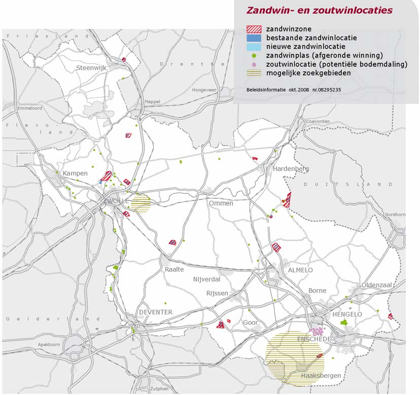 Zoutwinning In Overijssel vindt zoutwinning plaats in Twente. Het gaat om de gebieden Boeldershoek, Twekkelo, Marssteden en Usseler Es gelegen tussen Hengelo en Enschede.