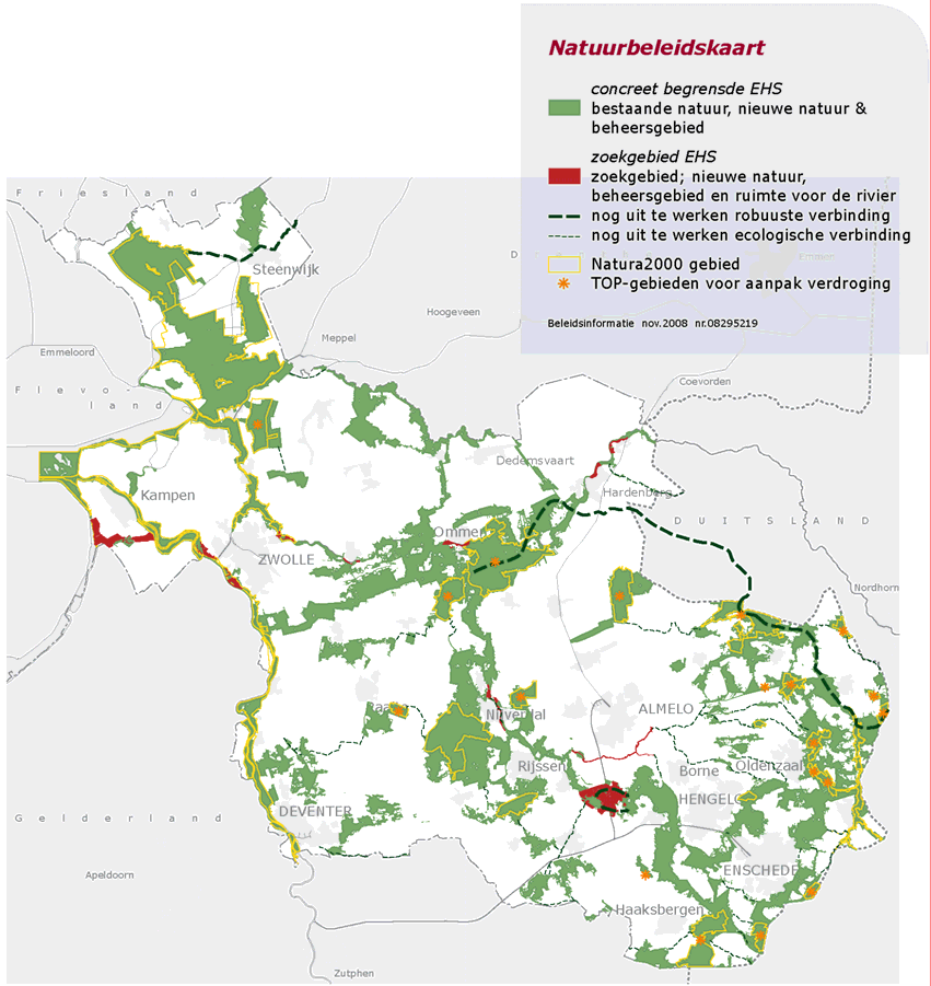 Bij diverse Natura 2000-gebieden in Overijssel spelen verdrogingsproblemen met name in de zogenoemde TOP-gebieden.