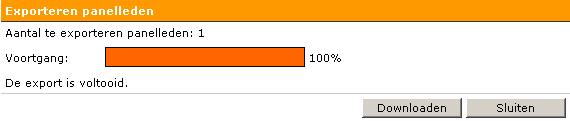 U kunt ook werken met het icoontje Exporteren. U dient wel eerst een panel geselecteerd te hebben. Bij het exporteren van een panel kunt u eventueel een filter toepassen.