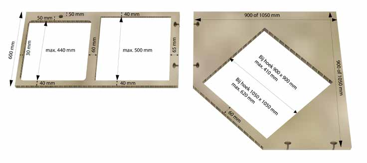 1 Recht Greenpanel Randafwerkingen Greenpanel Maatvoering Greenpanel Greenpanel is opgebouwd uit een 3 mm hdf-raster dat wordt ingesloten tussen een 4 mm hdf boven- en onderkant.