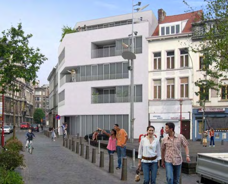 Atheneumbuurt Woonprojecten VESPA De Coninckplein: Hoek De Coninckplein 11-12 / Pijlstraat 19 Lange