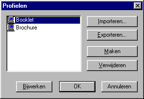 Bewaarde instellingen exporteren 1. In het tabblad Fiery Printing, de toets Huidige instellingen opslaan 2. De bewaarde instellingen selecteren die u wilt exporteren en Exporteren 3.