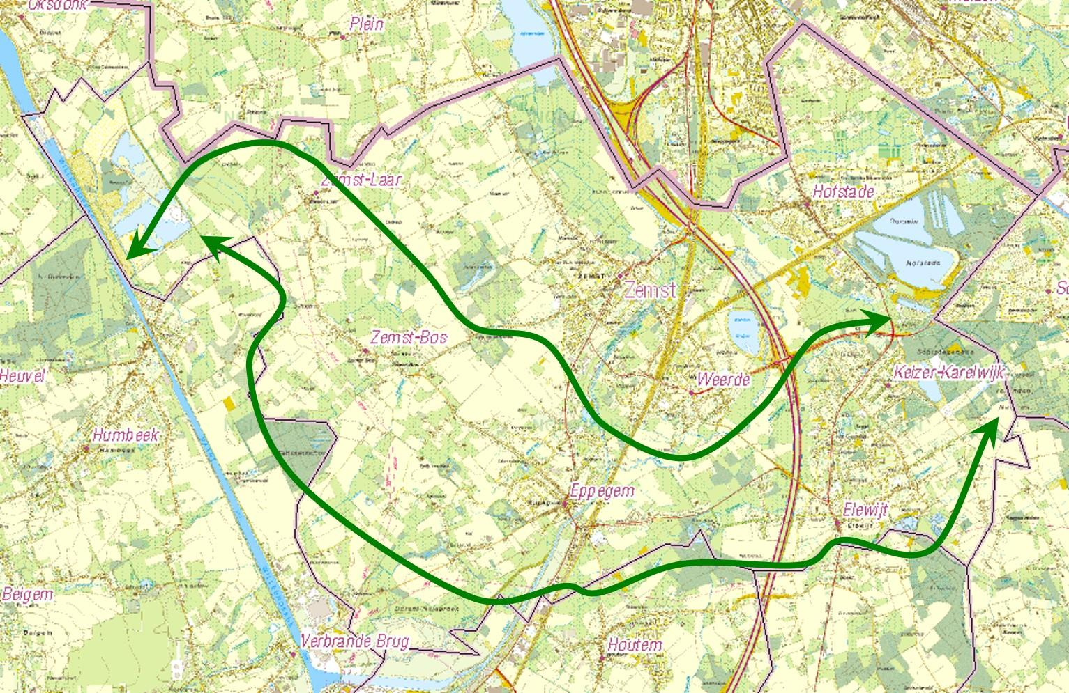 Gewenste open ruimte structuur Stapstenen natuurverbinding van oost naar west Bos van Aa Kollintenbos Laereveld Daelemansbos