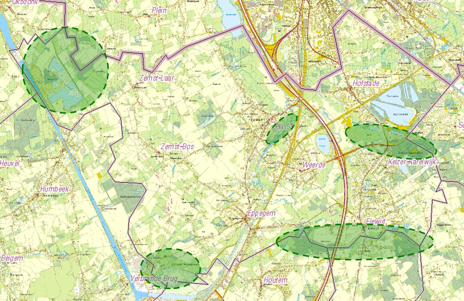 Gewenste open ruimte structuur Lokale natuurkernen Bos van Aa Kollintenbos boscomplex