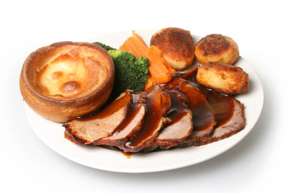 De Engelsen eten bijna elke zondag een Sunday roast.