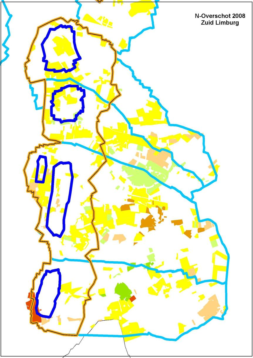 V. GEOGRAFISCHE WEERGAVE STIKSTOFOVERSCHOTTEN Legenda: Prioritaire zone Waterwingebieden PMV10 2007