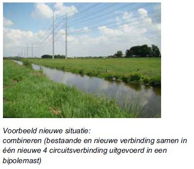 Figuur 2.4: Uitsnede Corridorkaart Noord West 380 kv (bron: noord-west380kv.nl) De lijn wordt zoveel mogelijk gebundeld met bestaande wegen of andere infrastructuur.