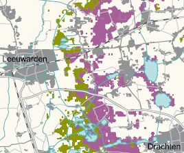 Waterstructuur De gemeente Tytsjerksteradiel wordt gekenmerkt door een aantal relatief iets hogere zandruggen met daar tussen lager gelegen veengebieden en enkele meren (zie figuur 3.22).